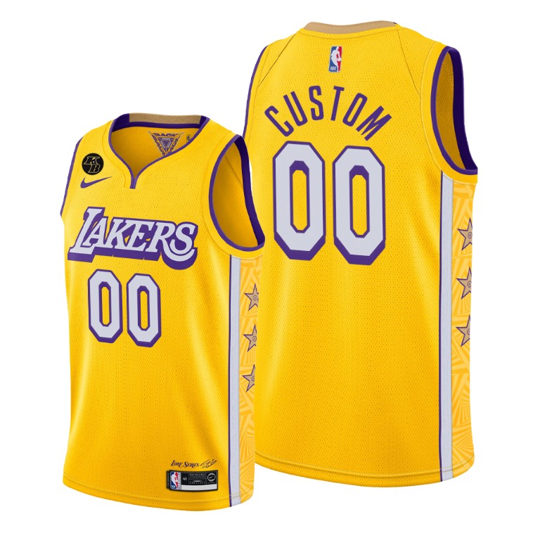 Men's Los Angeles Lakers Custom #00 NBA Mamba Kobe City Edition Gold Basketball Jersey CON5283NM